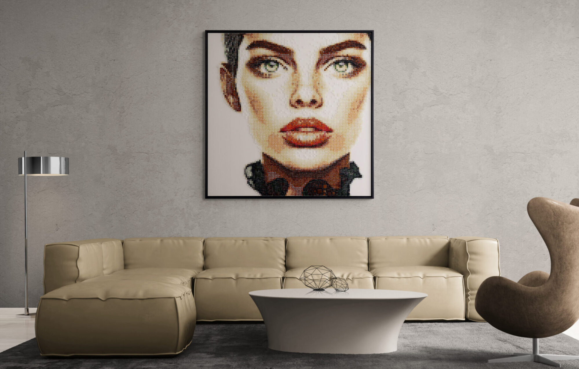 Glasschilderij portret in kleurrijke mozaïek – kunst in glas door Tessa Van Thienen