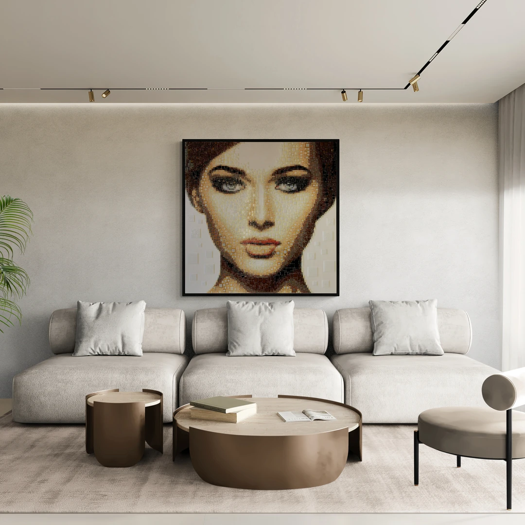 Glasportret / glasschilderij / glasmozaïek portret LAURA – foto in glas