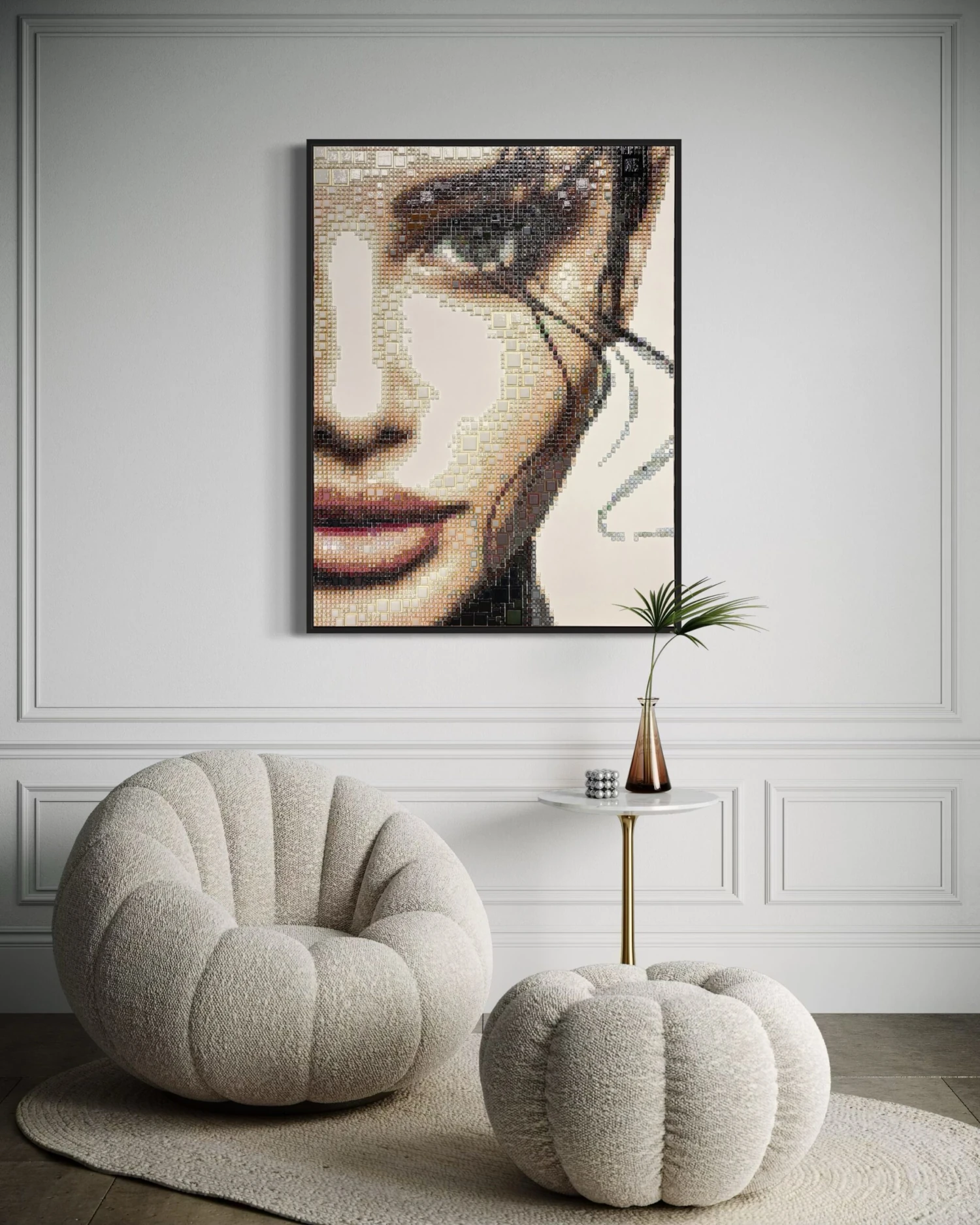 Glasportret / glasschilderij / glasmozaïek portret SOFI CLOSE – foto in glas